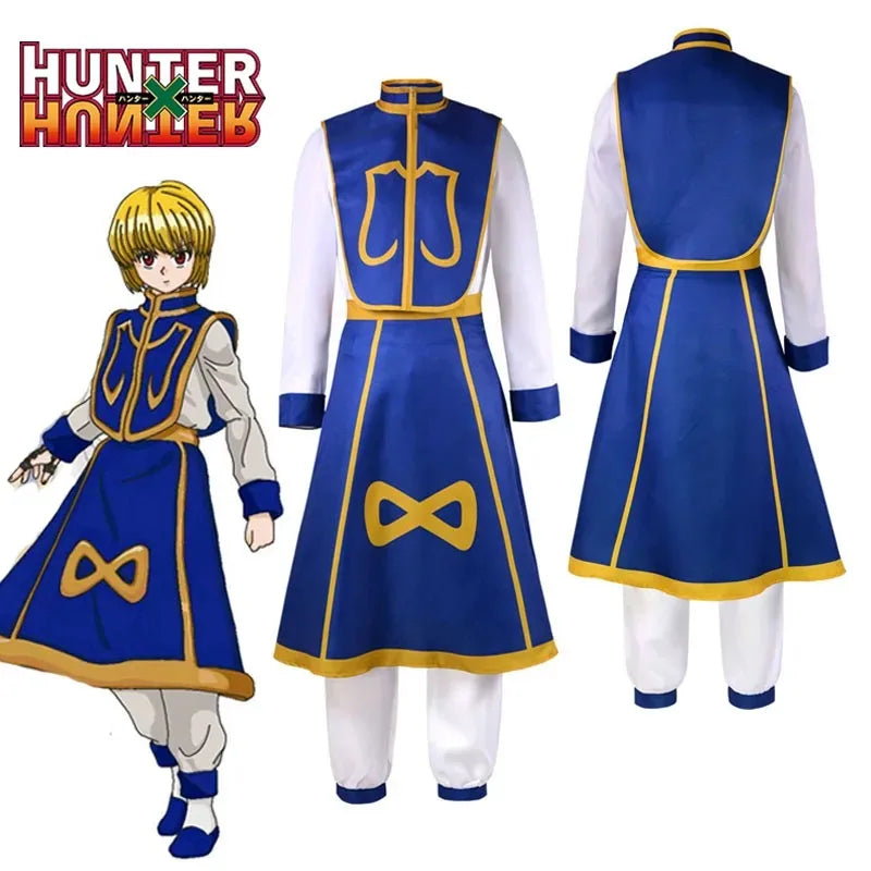 Anime Manga Hunter x Hunter Kurapika Cosplay Costume Wig Fingers Rings Chain Earrings Anime Uniforms Halloween Party Outfits