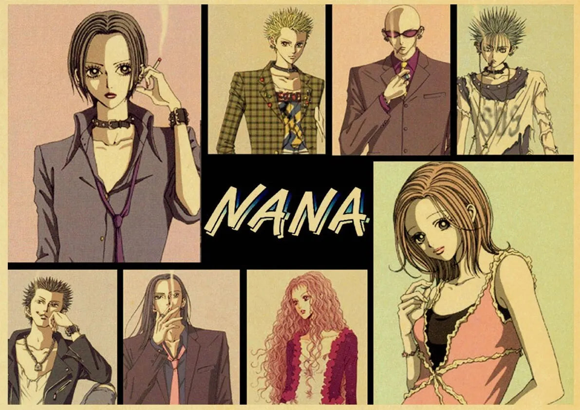 NANA Anime Canvas Poster  Vintage Japanese Comic Art for Living Room Bar Caf Wall Dcor