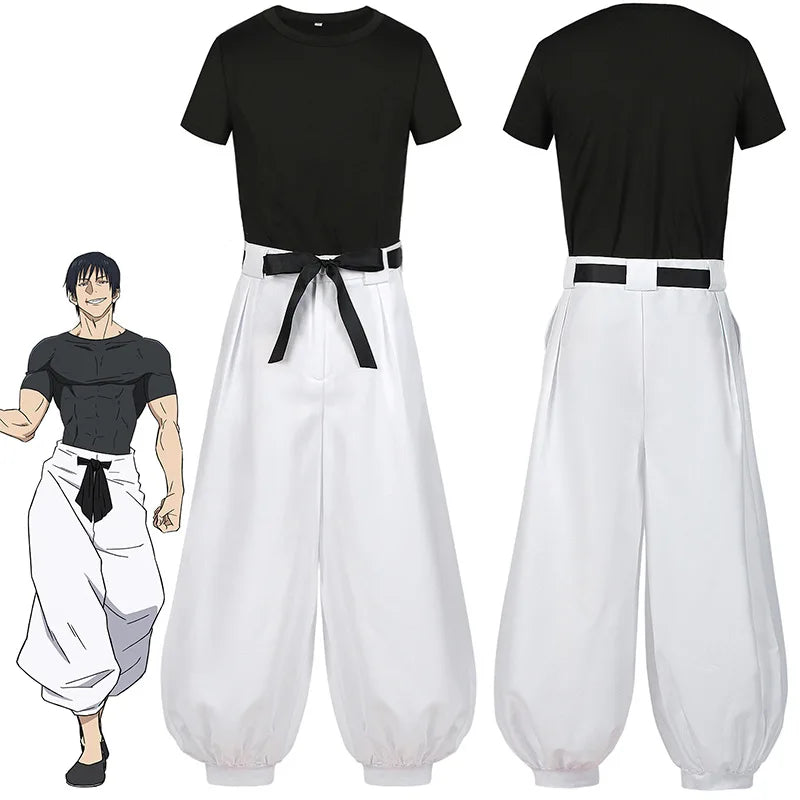 Jujutsu JJK Manga Anime Fushiguro Toji Satoru Gojo Cosplay Costume Wig T-shirt Pants Rose Net Halloween Christmas Gift