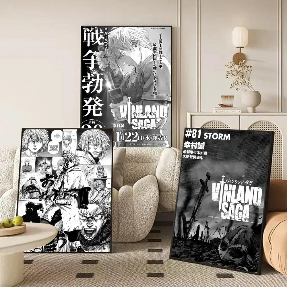 Anime V-Vinland Saga Poster Stickers HD Waterproof Painting Wall Art for Bedroom Living Room Home Decor Decoration Gift