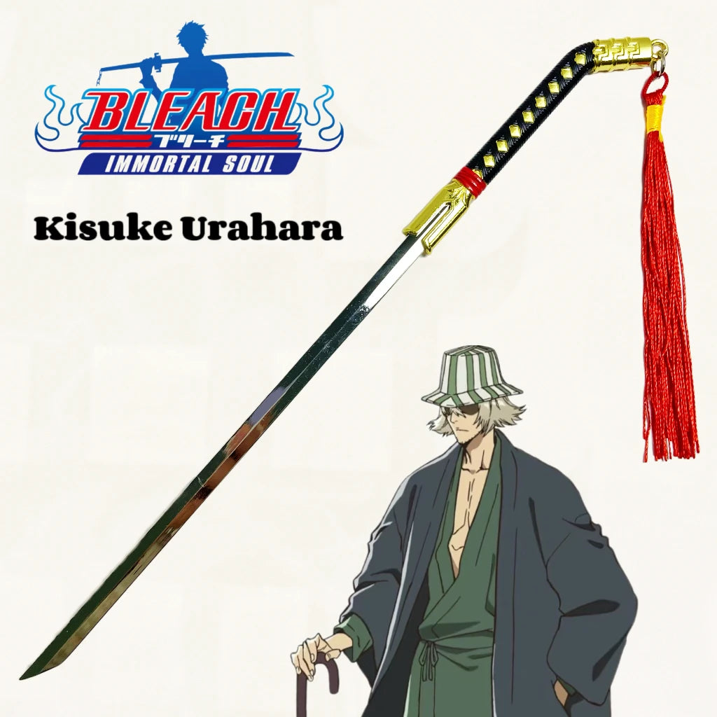 9.8inch Bleach Urahara Kisuke Metal Katana Sword Original Samurai Japanese Katana Sabre Ninja Knife Cosplay Accessories Prop Toy