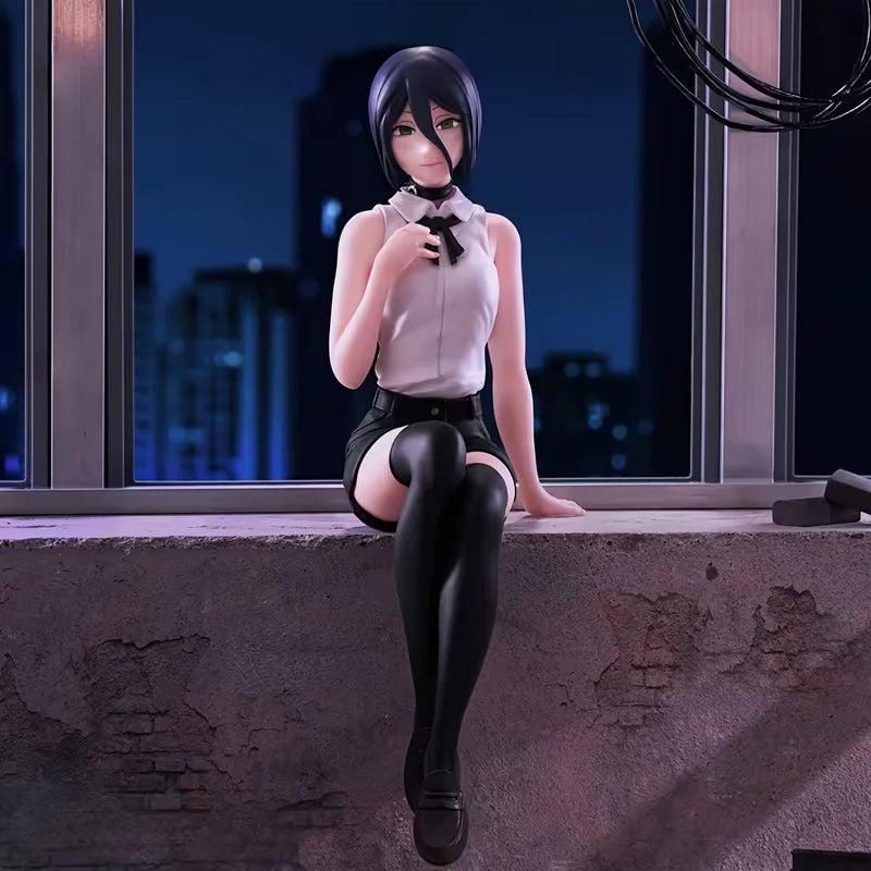 Hot Chainsaw Man Reze Sitting Pose Figure Bomb Devil Anime Manga Girl Statue Noodle Stopper Desktop Decor Collectible Toy