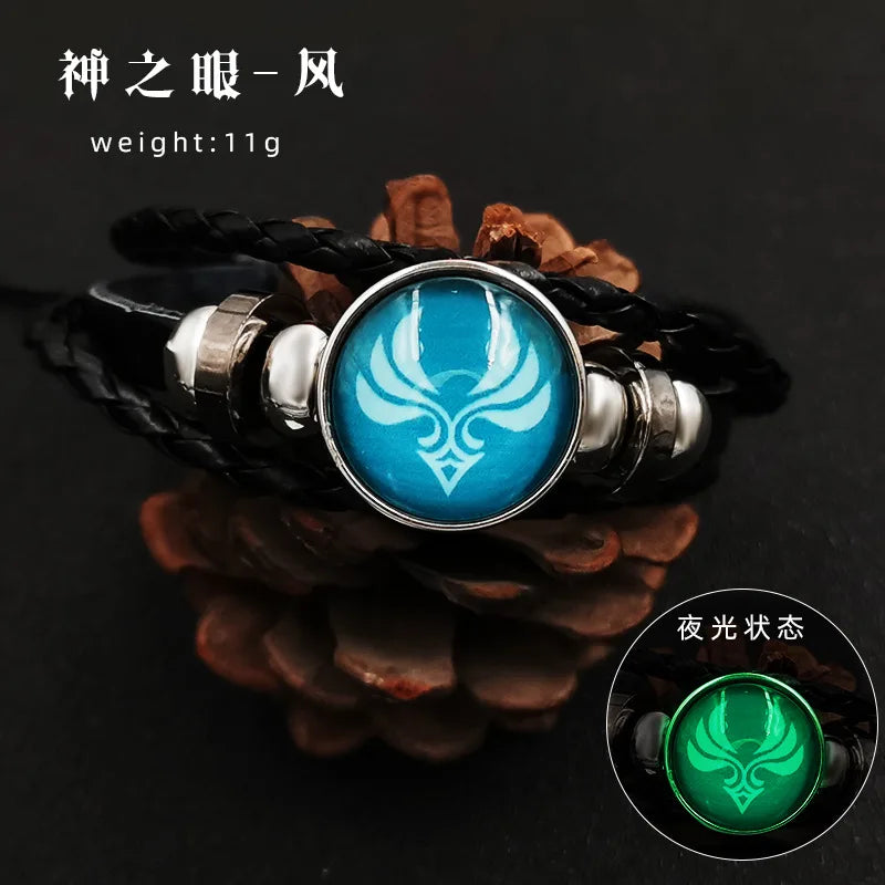Anime Game Genshin Impact Bracelet Cosplay Prop 7 Element Eye Of Original God Leather Bracelets Women Men Bangle Jewelry