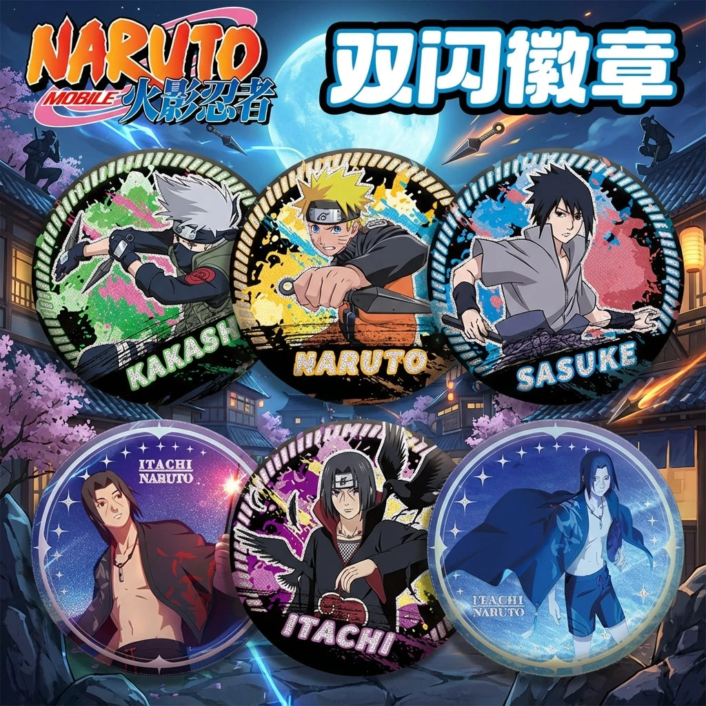 Naruto Double Flash Badge 1 64 Pet Tin Pin 58cm 75cm Anime Merchandise Cosplay Accessories Collectible Gift for Fans