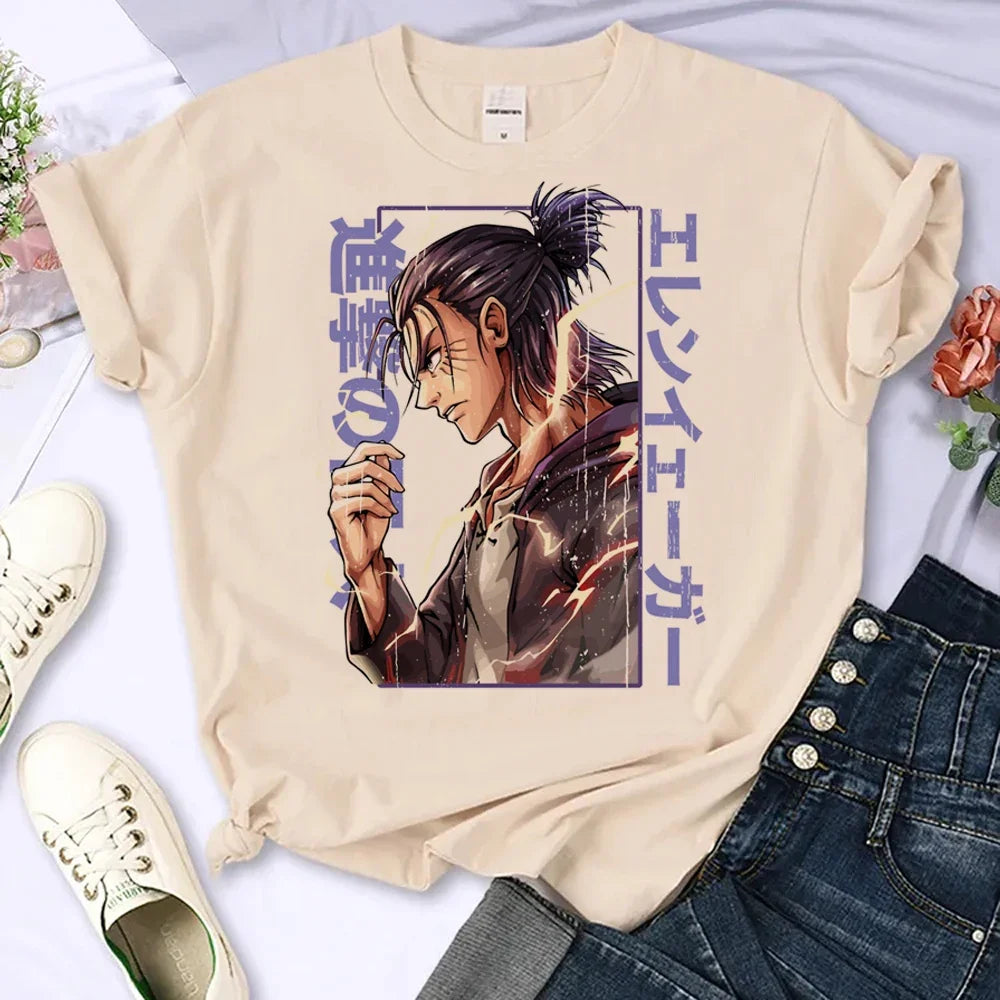 Japanese Anime Attack on Titan T-Shirt Men Women Ackerman Mikasa Eren Jaeger Graphics Clothes Unisex Cartoon Tops Tees Male