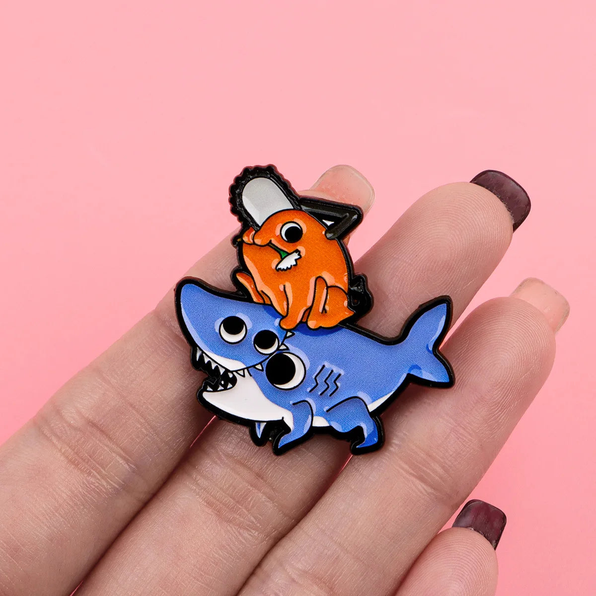 4Pcs Anime Chainsaw Man Cosplay Brooch Badge Hybrid Monster Hayakawa Makima Reze Pochita Badge Shark Lapel Pins Friends Gift
