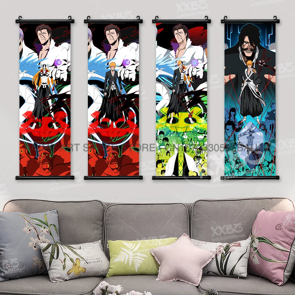Anime BLEACH Hanging Painting Kurosaki Ichigo Wall Art Scrolls Picture Sado Yasutora Home Decor Canvas Japanese Figures Poster