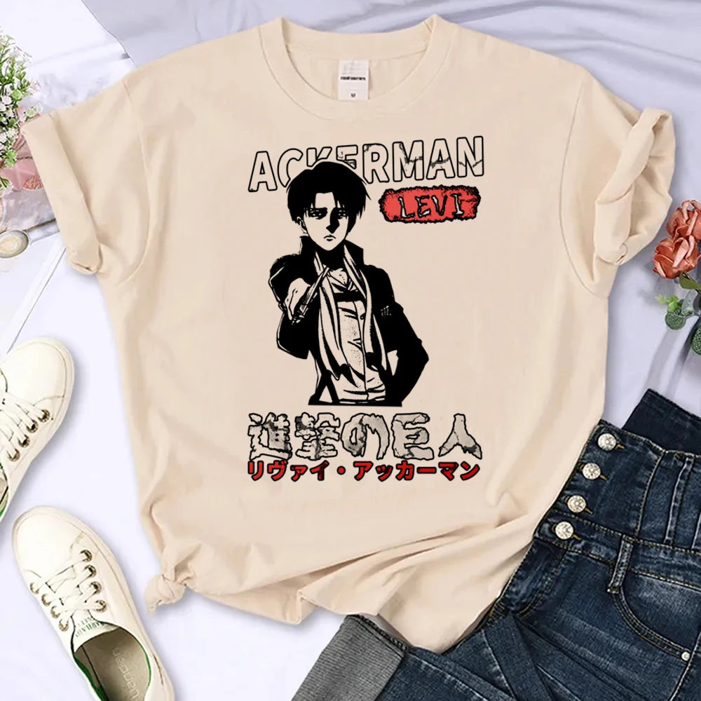 Japanese Anime Attack on Titan T-Shirt Men Women Ackerman Mikasa Eren Jaeger Graphics Clothes Unisex Cartoon Tops Tees Male
