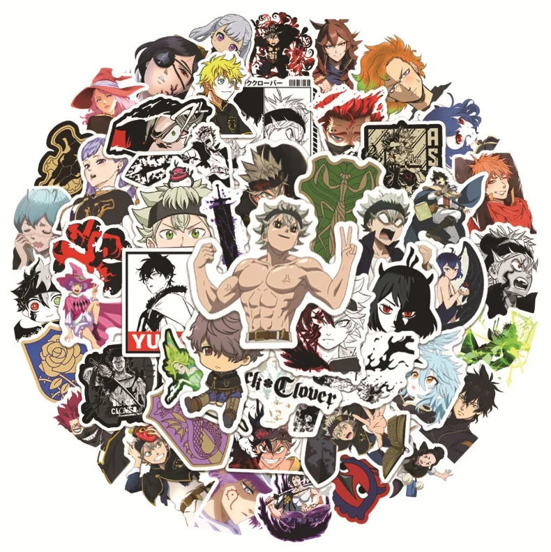 50Pcs Anime Black Clover Stickers Vinyl Waterproof for Laptop Phone Case Notebook Water Bottle DIY Stickers