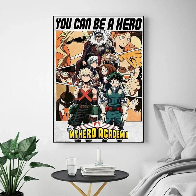 Japanese Anime My-Hero-Academia Poster Cartoon Manga Canvas Painting Wall Art Pictures Home Kids Room Decor Gift
