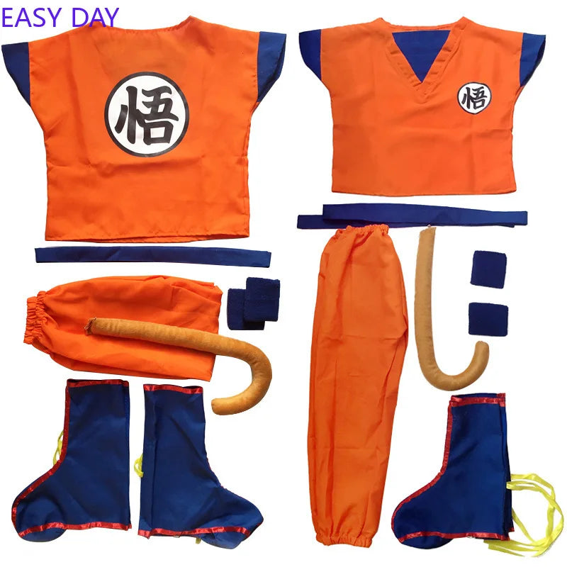 NEW Adults Kids Goku Cosplay Costumes For Boys Men Krillin Training Clothes Suit Outfits Son Goku Super Saiyan Wig Party Costume