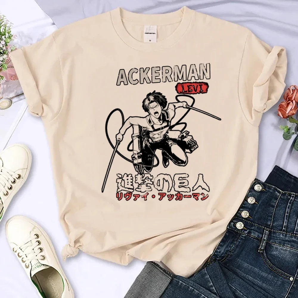 Japanese Anime Attack on Titan T-Shirt Men Women Ackerman Mikasa Eren Jaeger Graphics Clothes Unisex Cartoon Tops Tees Male