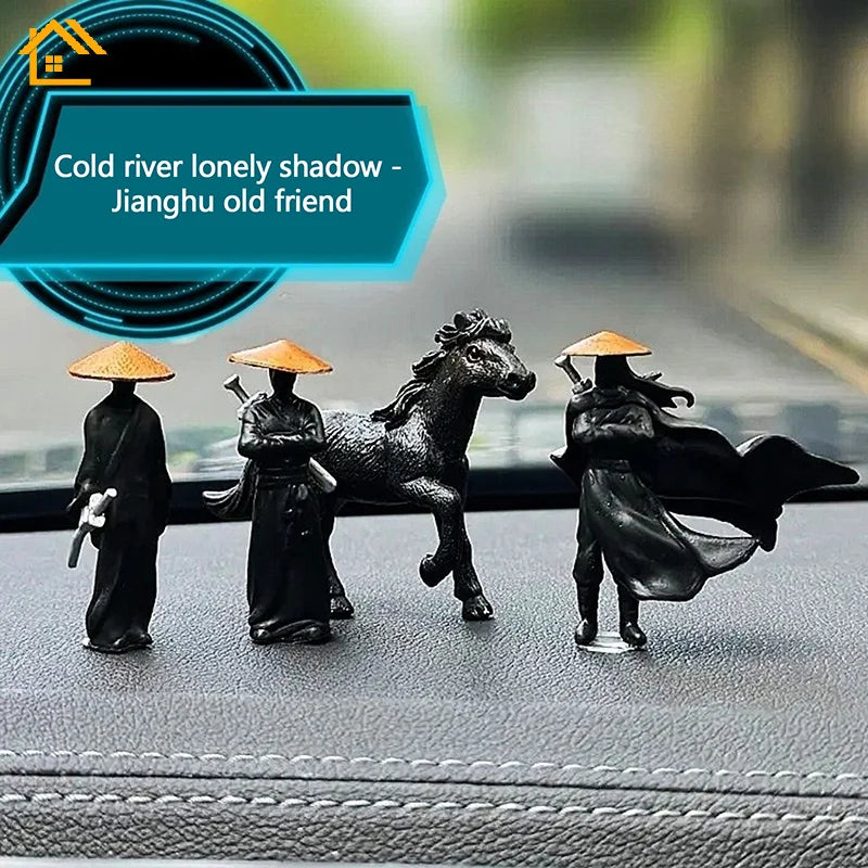 Resin Mini Figurines Decorative 50mm Ancient Sino-Japanese Samurai Warriors Office Cubicle Home Desktop Car Interior Model Gifts