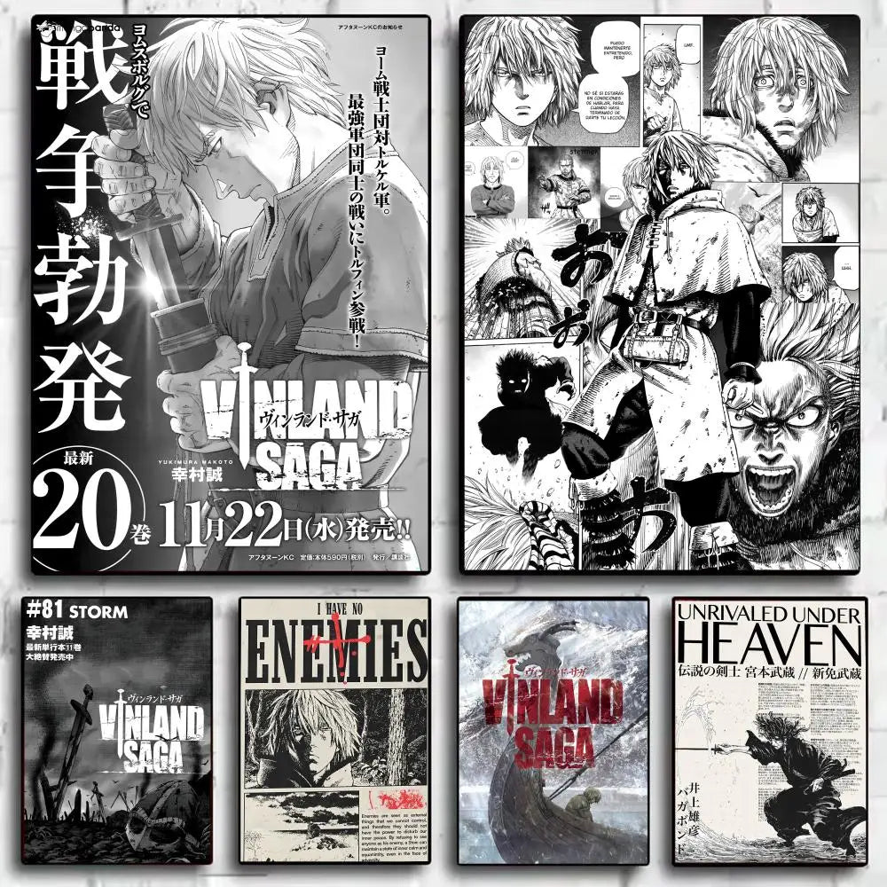 Anime V-Vinland Saga Poster Stickers HD Waterproof Painting Wall Art for Bedroom Living Room Home Decor Decoration Gift