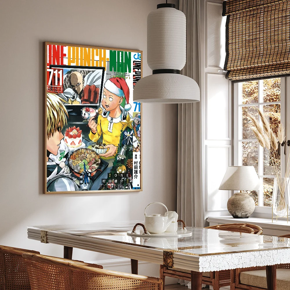 1PC One Punch Man Poster Movie Sticky Posters Retro Kraft Paper Sticker DIY Room Bar Cafe Aesthetic Art Wall Painting