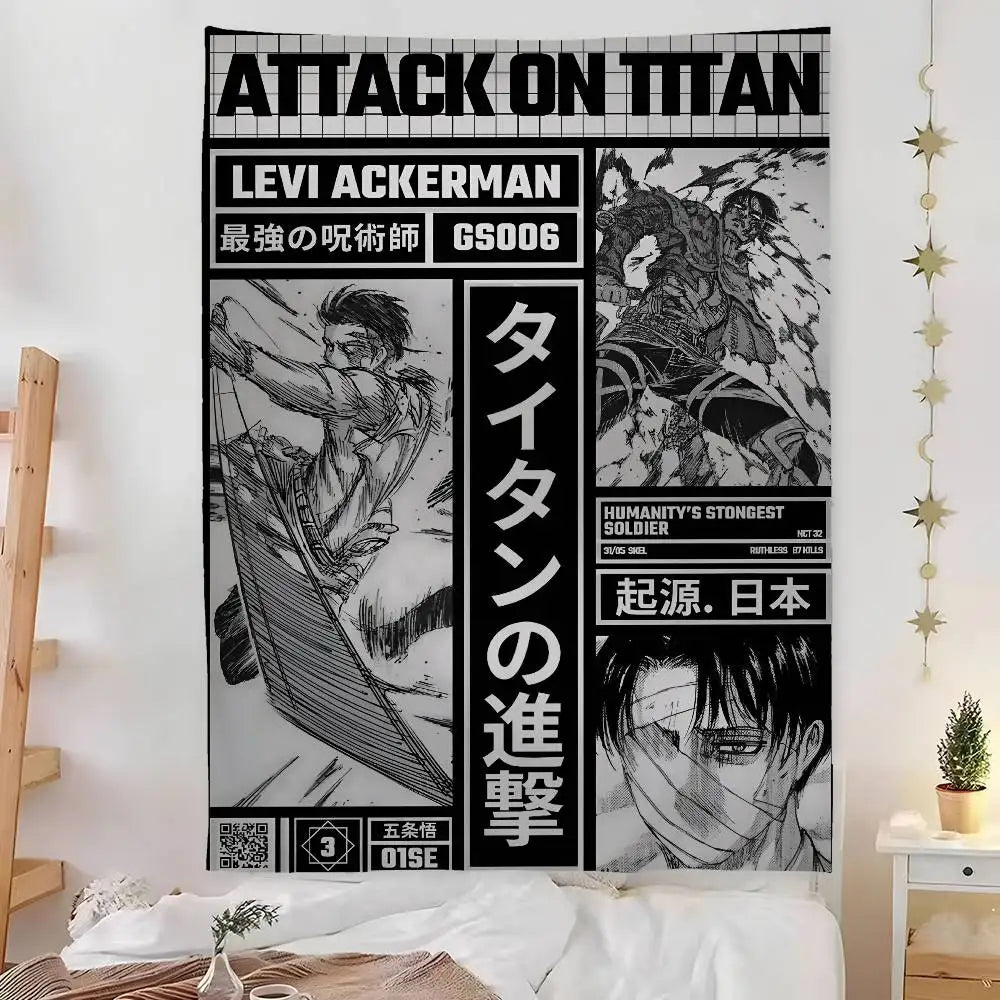 A-Attack On Manga T-Titan Tapestry Bedroom Living Bar Garden Outdoor Microfiber festival Decoration Background Art Banner