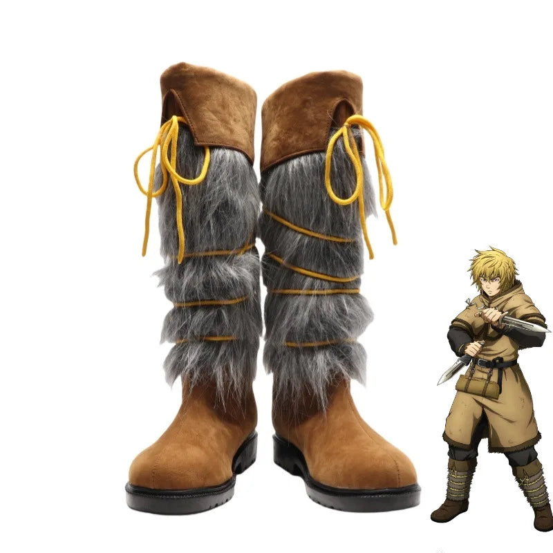 VINLAND SAGA Thorfinn Karlsefni Cosplay Costume Shoes Anime Handmade Faux Leather Boots
