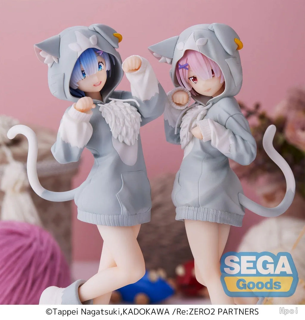 18CM Anime Rem Emilia Cat RE: Zero Starting Life In Another World Figure Different Color Version Static Toys Japanese Dolls