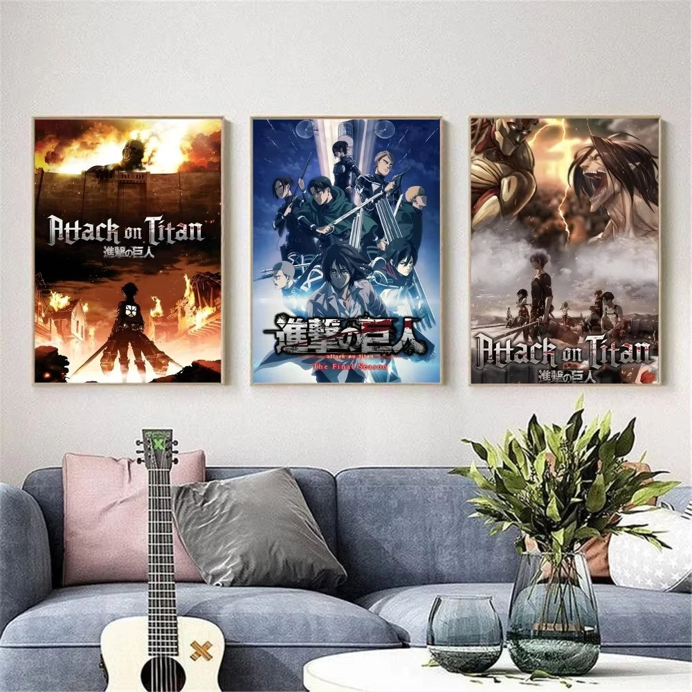 Anime A-Attack O-On T-Titan Classic Poster HD canvas painting home living room bedroom bar aesthetic decoration