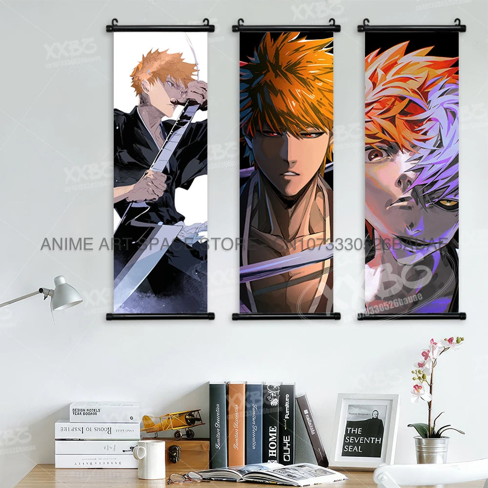 Anime BLEACH Hanging Painting Kurosaki Ichigo Wall Art Scrolls Picture Sado Yasutora Home Decor Canvas Japanese Figures Poster