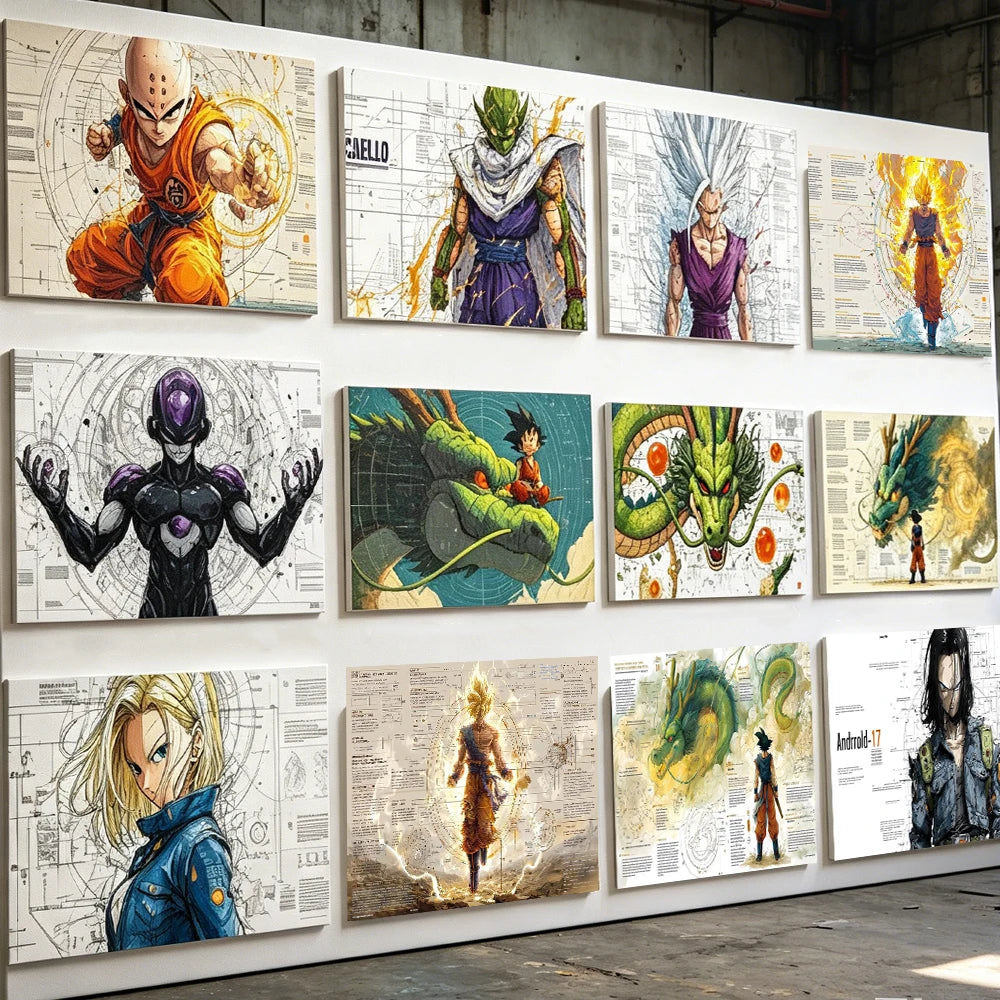 Dragon Ball Z Anime Canvas Wall Art Vegeta Goku Shenron Poster Prints DBZ For Boys Room Bedroom Living Room Aesthetic Home Decor