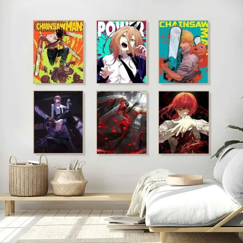 1PC Anime Chainsaw Man Poster Canvas Coffee House Bar Room Wall Decor