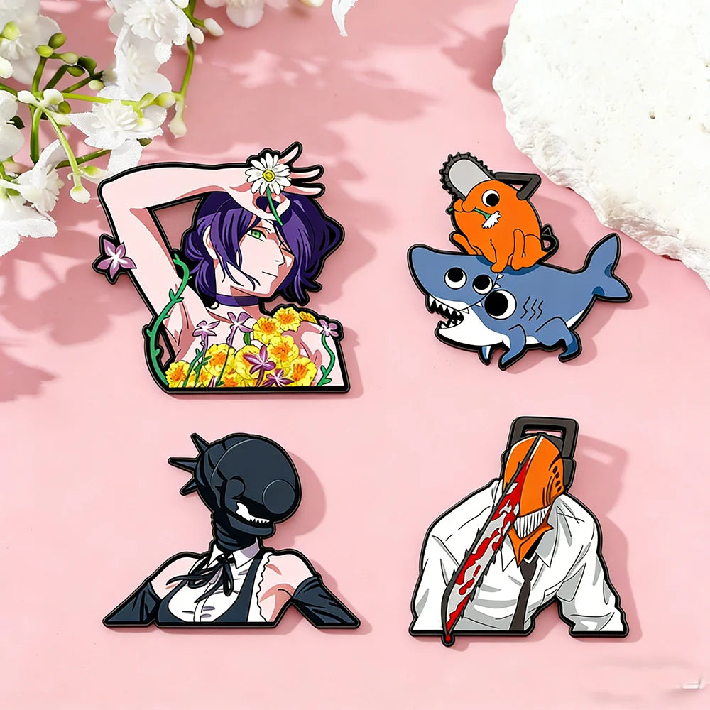 4Pcs Anime Chainsaw Man Cosplay Brooch Badge Hybrid Monster Hayakawa Makima Reze Pochita Badge Shark Lapel Pins Friends Gift