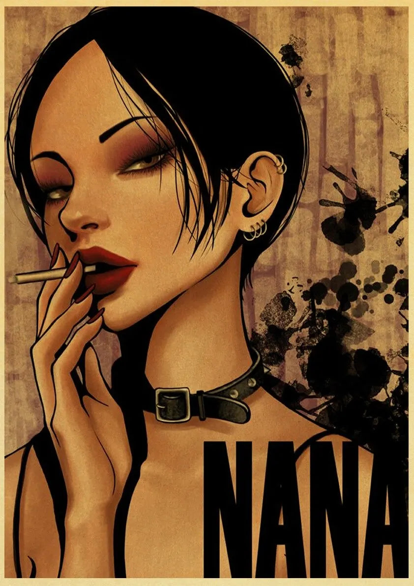 NANA Anime Canvas Poster  Vintage Japanese Comic Art for Living Room Bar Caf Wall Dcor