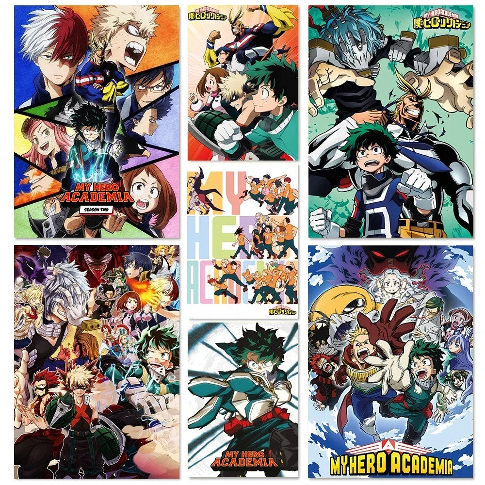 Japanese Anime My-Hero-Academia Poster Cartoon Manga Canvas Painting Wall Art Pictures Home Kids Room Decor Gift