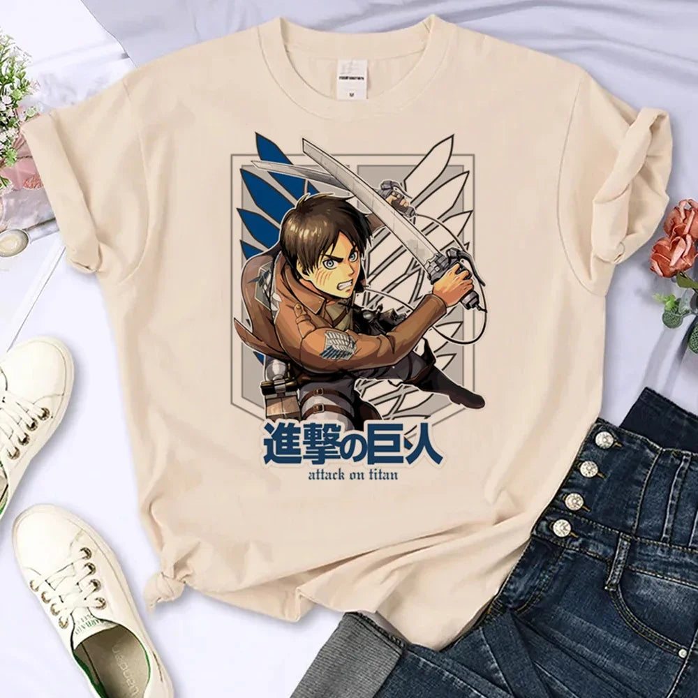 Japanese Anime Attack on Titan T-Shirt Men Women Ackerman Mikasa Eren Jaeger Graphics Clothes Unisex Cartoon Tops Tees Male