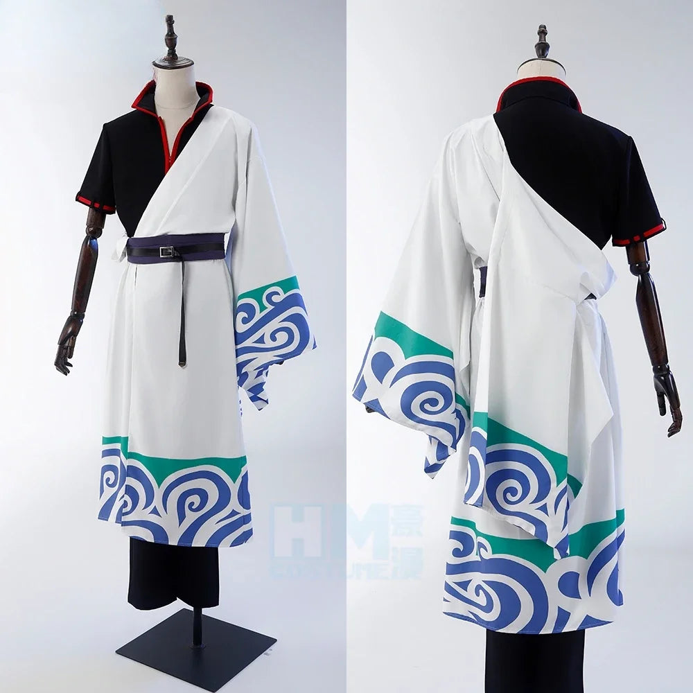 Gintama Anime SakMiGintoki Cosplay Costume, Wig, Kimono, Top, Pants, Body, Convention, Halloween, Christmas Event, Gift