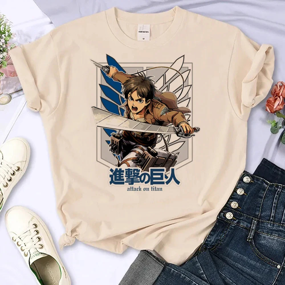 Japanese Anime Attack on Titan T-Shirt Men Women Ackerman Mikasa Eren Jaeger Graphics Clothes Unisex Cartoon Tops Tees Male