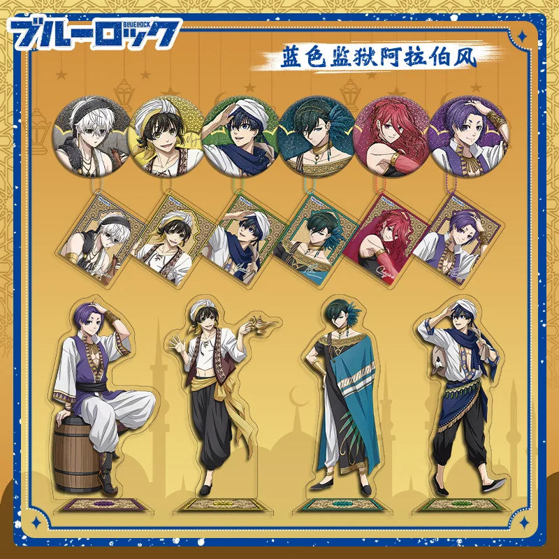 Blue Lock Arabic Style Set Bachira Isagi Chigiri Nagi Medal Stand Merchandise Anime Collectibles Cosplay Accessories Fan Gifts