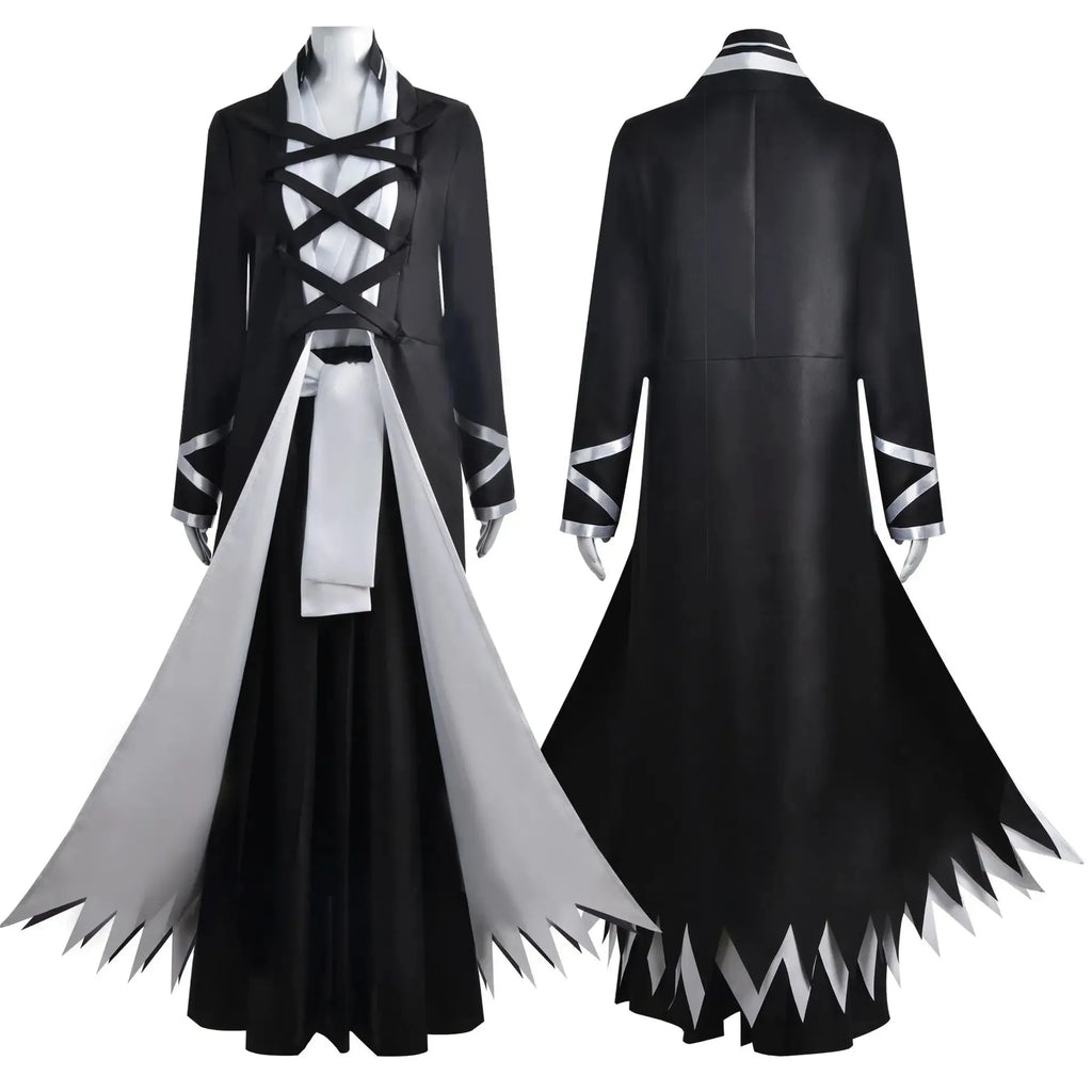 Anime BLEACH Kurosaki Ichigo Cosplay Costume Japanese Manga Cosplay Black and White Outfit Halloween Role Play Uniform for Men