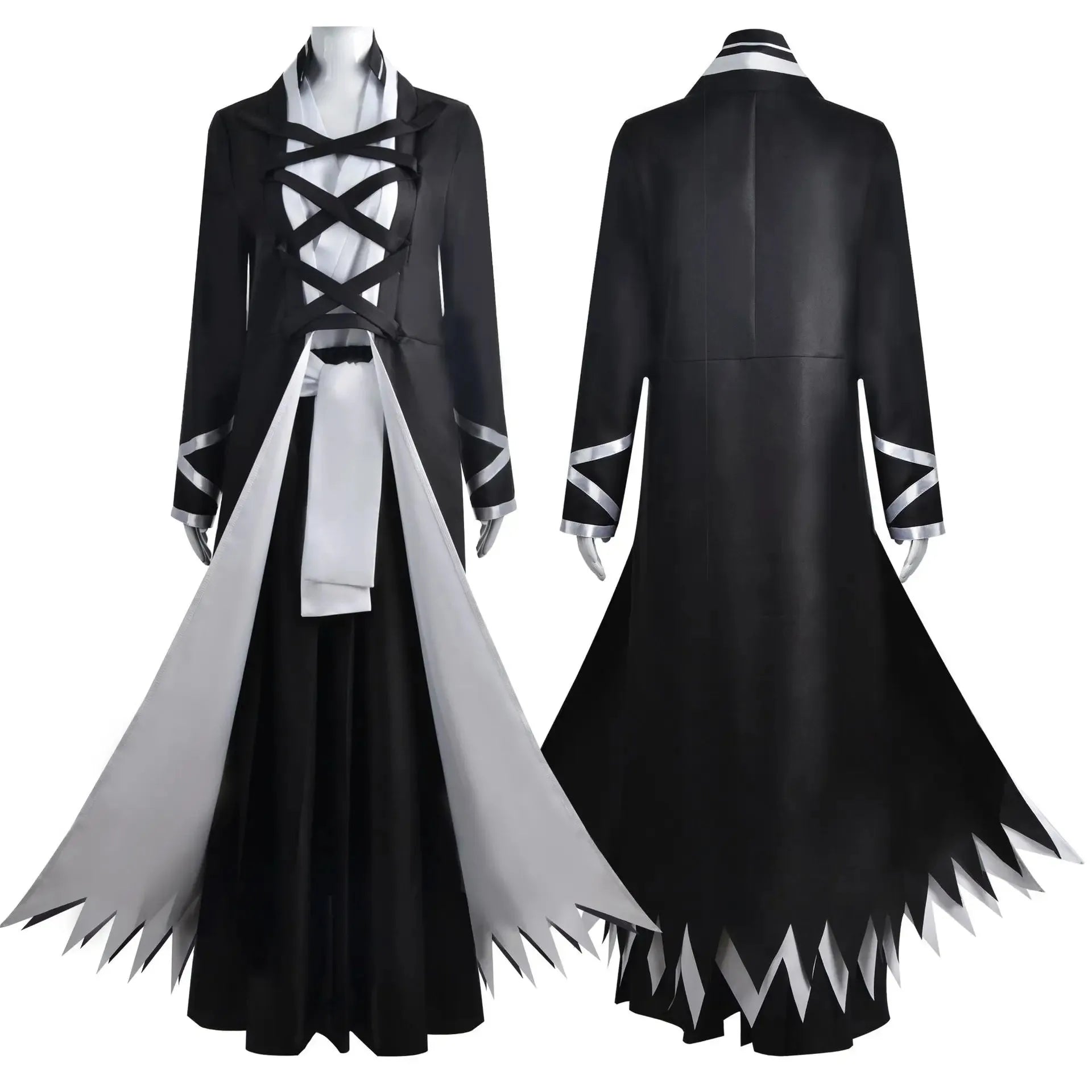 Anime BLEACH Kurosaki Ichigo Cosplay Costume Japanese Manga Cosplay Black and White Outfit Halloween Role Play Uniform for Men