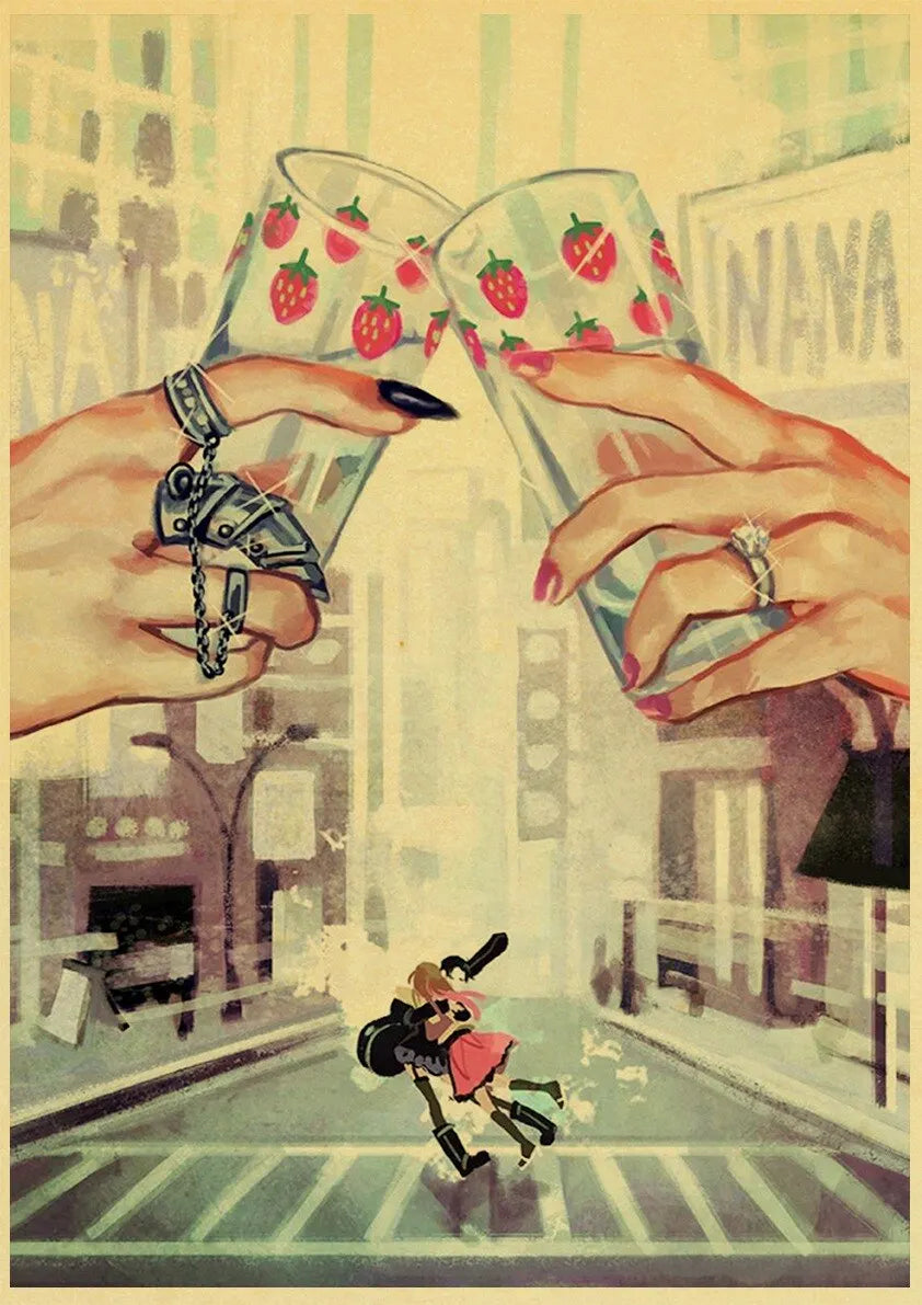 NANA Anime Canvas Poster  Vintage Japanese Comic Art for Living Room Bar Caf Wall Dcor
