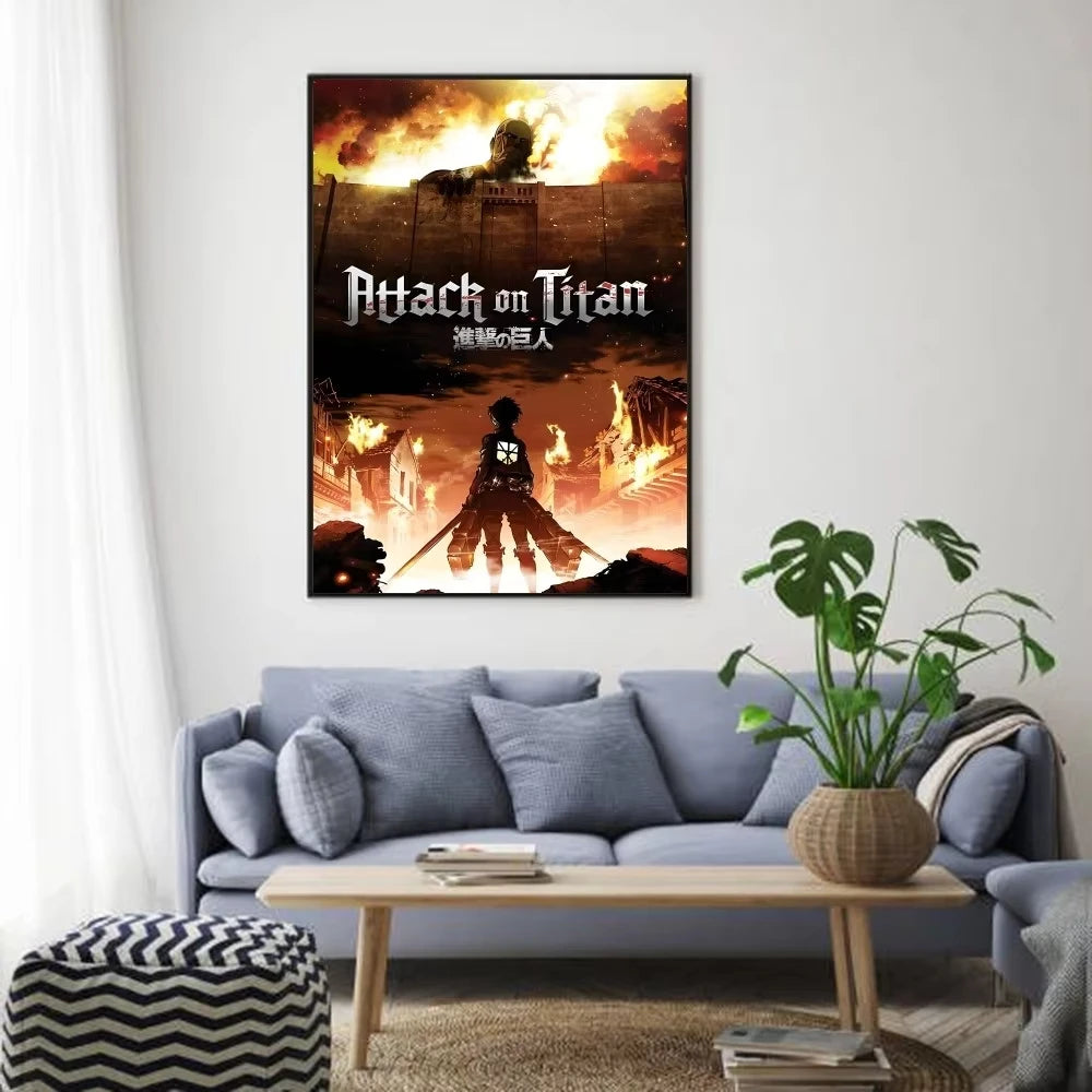 Anime A-Attack O-On T-Titan Classic Poster HD canvas painting home living room bedroom bar aesthetic decoration