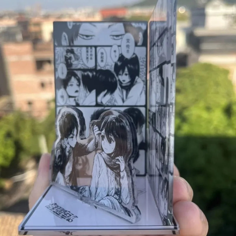 Attack on Titan Acrylic Scene Sign Board Mikasa·Ackerman Eren Jaeger Anime Peripheral Creativity Scene Modeling Desktop Ornament