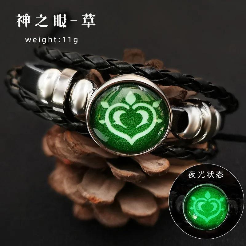 Anime Game Genshin Impact Bracelet Cosplay Prop 7 Element Eye Of Original God Leather Bracelets Women Men Bangle Jewelry