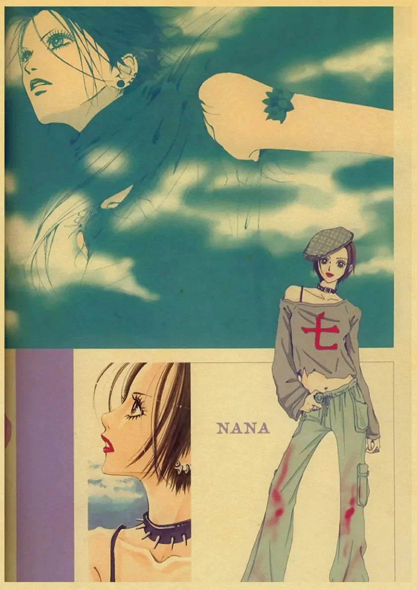 NANA Anime Canvas Poster  Vintage Japanese Comic Art for Living Room Bar Caf Wall Dcor