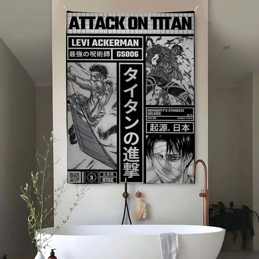 A-Attack On Manga T-Titan Tapestry Bedroom Living Bar Garden Outdoor Microfiber festival Decoration Background Art Banner