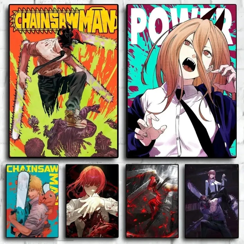 1PC Anime Chainsaw Man Poster Canvas Coffee House Bar Room Wall Decor
