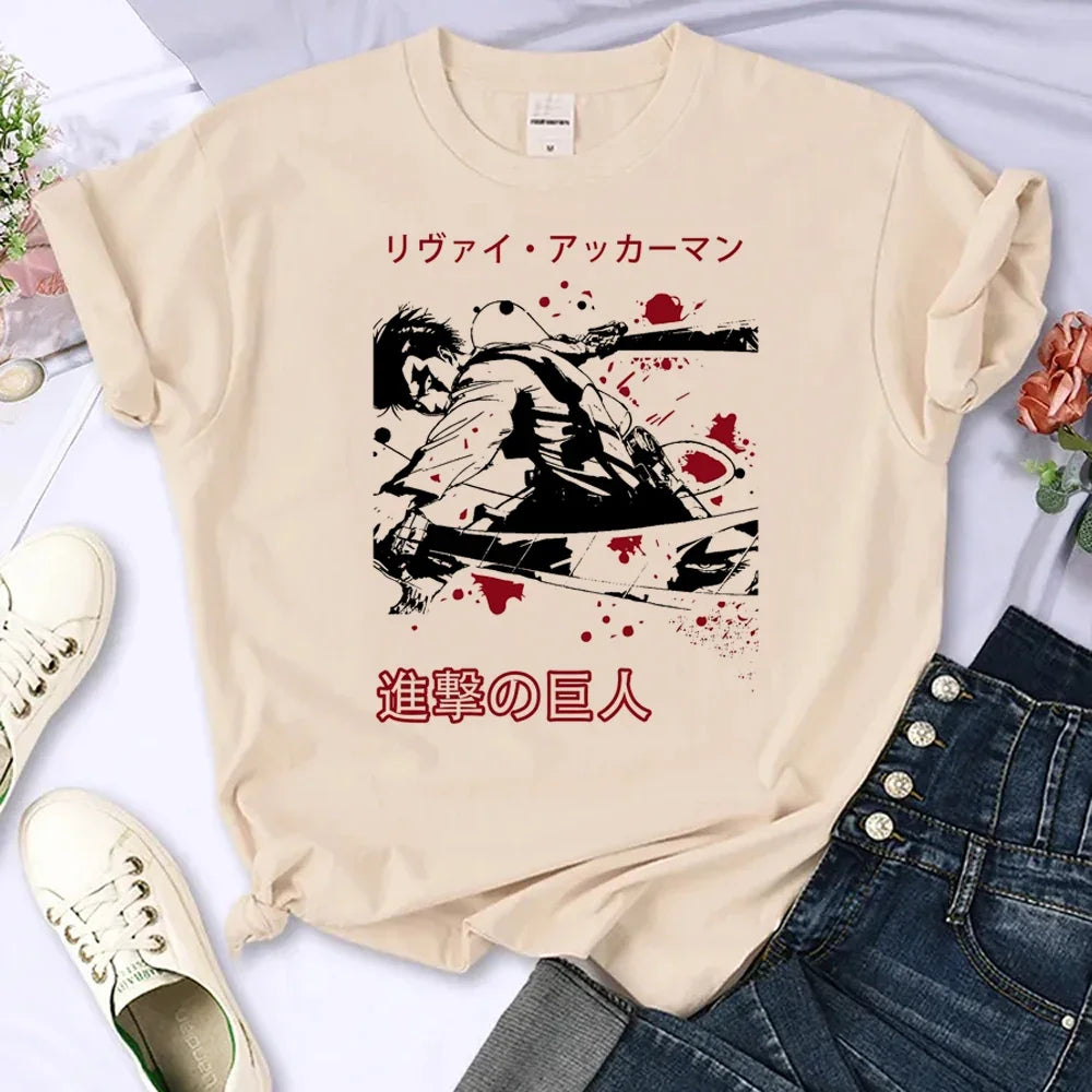 Japanese Anime Attack on Titan T-Shirt Men Women Ackerman Mikasa Eren Jaeger Graphics Clothes Unisex Cartoon Tops Tees Male