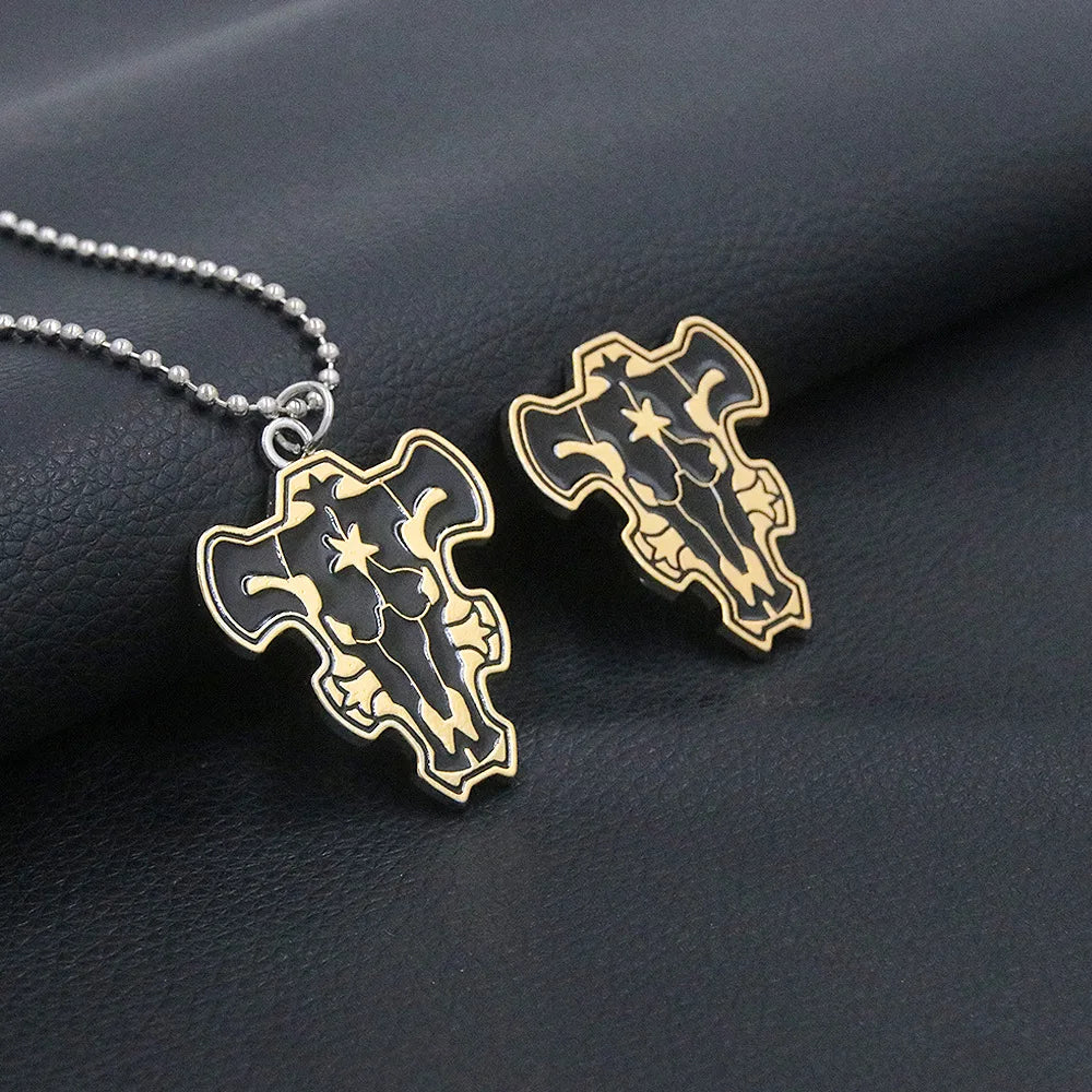 Anime Black Clover Black Bull Badge Black Five Leaf Clover Cosplay Props Necklace For Fans Jewelry Accessories Gifts
